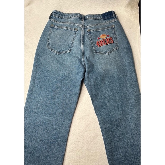 Abercrombie & Fitch High Rise 90s Relaxed San Francisco 49ers Jean Sz 31R NEW! - Picture 12 of 12